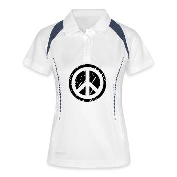 peace - Frauen Polo atmungsaktiv - Weiß/Navy - Vorne