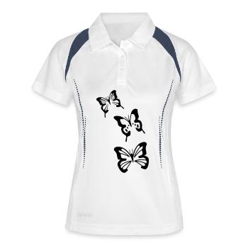 Schmetterlinge - Frauen Polo atmungsaktiv - Weiß/Navy - Vorne