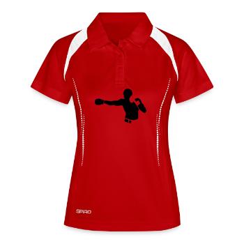 Boxen - Frauen Polo atmungsaktiv - Weiß/Navy - Vorne