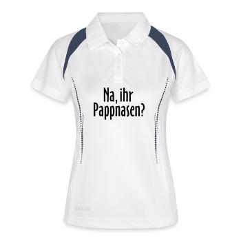 Lustiger Berlin Spruch: Na, ihr Pappnasen? - Frauen Polo atmungsaktiv - Weiß/Navy - Vorne