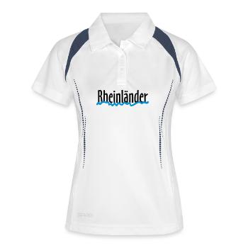Rheinländer - Die Leute vom Rhein - Frauen Polo atmungsaktiv - Weiß/Navy - Vorne