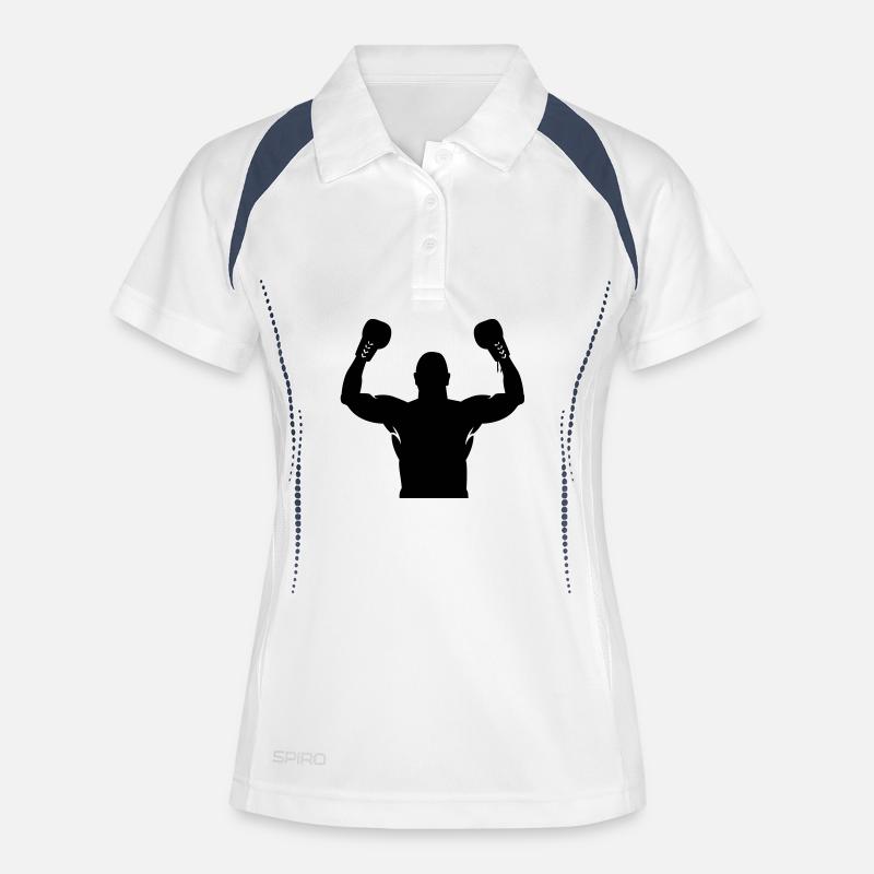 boxe - Polo respirant Femme - blanc/marine