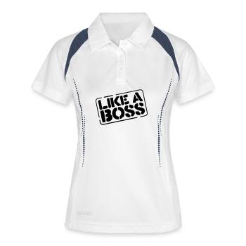 like a boss - Frauen Polo atmungsaktiv - Weiß/Navy - Vorne