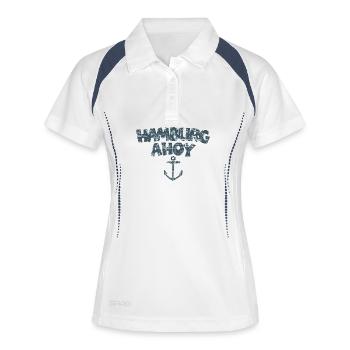 Hamburg Ahoy Anker (Vintage/Blau) - Frauen Polo atmungsaktiv - Weiß/Navy - Vorne