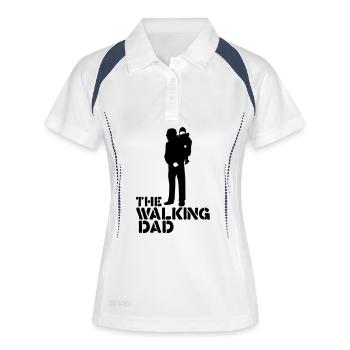 the walking dad - Frauen Polo atmungsaktiv - Weiß/Navy - Vorne