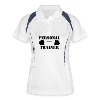 personal trainer - Frauen Polo atmungsaktiv - Weiß/Navy - Vorne