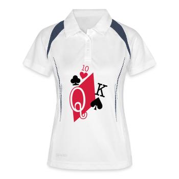 cartes à jouer - Polo respirant Femme - blanc/marine - Devant