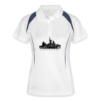 Frankfurter Skyline (Vintage/Schwarz) Frankfurt - Frauen Polo atmungsaktiv - Weiß/Navy - Vorne