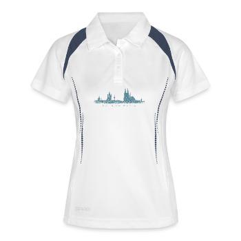 Köln am Rhein Kölner Skyline (Vintage Blau) - Frauen Polo atmungsaktiv - Weiß/Navy - Vorne