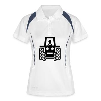 Traktor - Frauen Polo atmungsaktiv - Weiß/Navy - Vorne