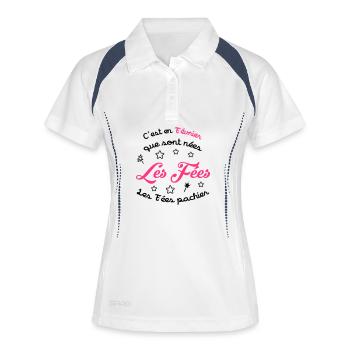 Mädchen / Fee / Prinzessin / Baby - Frauen Polo atmungsaktiv - Weiß/Navy - Vorne