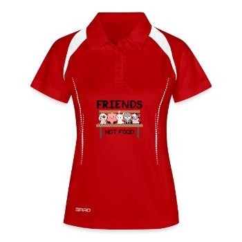 Friends Not Food – Süßes Vegan Tierschutz Shirt mi - Frauen Polo atmungsaktiv - Weiß/Navy - Vorne