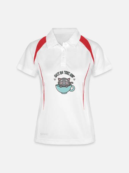 Cat in the Cup Kawaii Kitten - Women's Polo breathable - white/navy