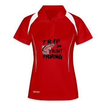Pêche : Trip on trout fishing - Polo respirant Femme - blanc/marine - Devant