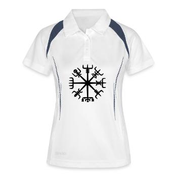 Viking Vegvisir Symbol - Wikinger Wegweiser - Frauen Polo atmungsaktiv - Weiß/Navy - Vorne