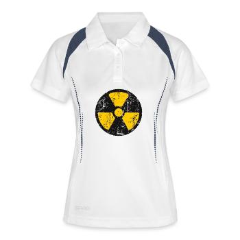 Strahlungs-Grunge-Ikon Nuklearwarnsymbol - Frauen Polo atmungsaktiv - Weiß/Navy - Vorne