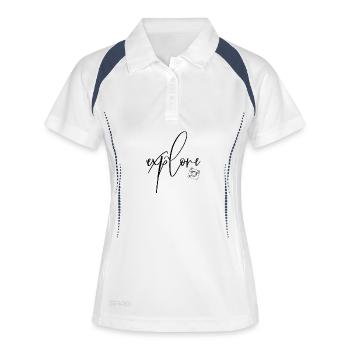 Découvrez le t-shirt Retro Camera Lineart - Polo respirant Femme - blanc/marine - Devant