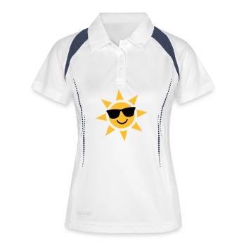 Sonnenbrillen-Sonnenstrahl - Frauen Polo atmungsaktiv - Weiß/Navy - Vorne
