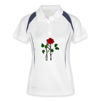 Des tentacules de rose sur la grille du forgeron - Polo respirant Femme - blanc/marine - Devant
