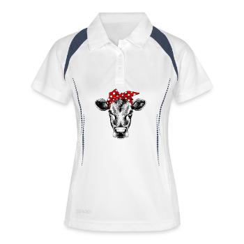 Bandana vache vache - Polo respirant Femme - blanc/marine - Devant