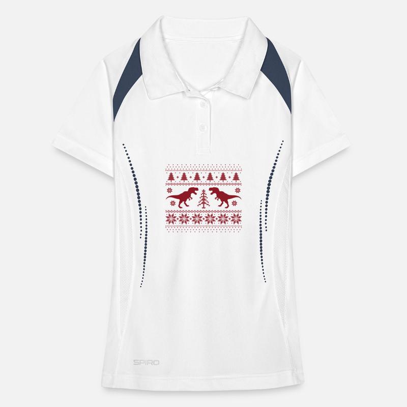 Dinosaurier-Weihnachtspullover Frauen Polo atmungsaktiv