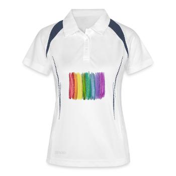 Étincelles de coup de pinceau arc-en-ciel - Polo respirant Femme - blanc/marine - Devant