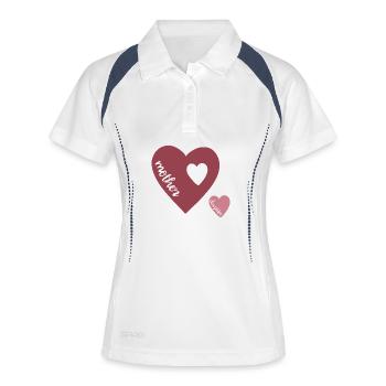 Cœur de Mère Double Cœur Amour Design - Polo respirant Femme - blanc/marine - Devant