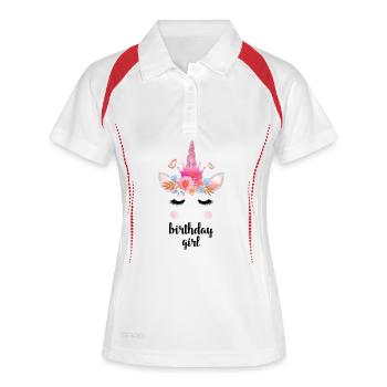 Licorne Fille d’anniversaire - Polo respirant Femme - blanc/marine - Devant