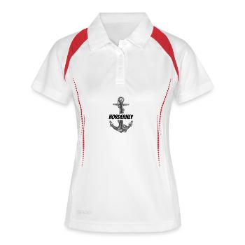 Anker & Kompass Nautik-Illustration - Frauen Polo atmungsaktiv - Weiß/Navy - Vorne