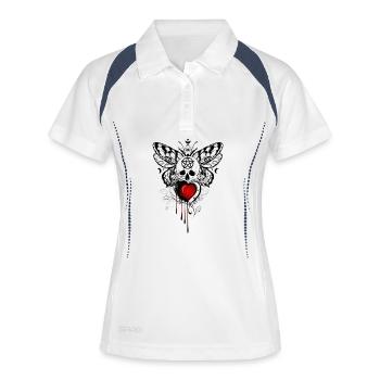 Roter Herz Tropfen Graffiti - Frauen Polo atmungsaktiv - Weiß/Navy - Vorne