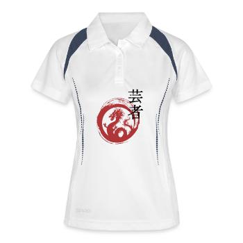 Anneau du Dragon Rouge Motif Zen - Polo respirant Femme - blanc/marine - Devant