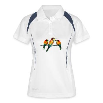 Trio géométrique du martin-pêcheur - Polo respirant Femme - blanc/marine - Devant