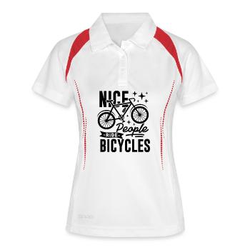 Nice People Ride Bicycles Spruch - Frauen Polo atmungsaktiv - Weiß/Navy - Vorne