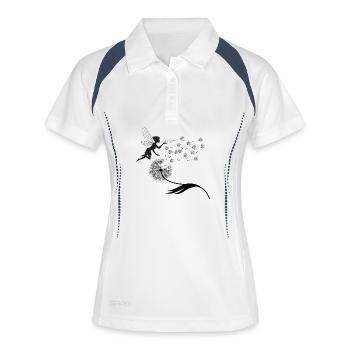 Silhouette de Vol de Fée avec Poussière - Polo respirant Femme - blanc/marine - Devant
