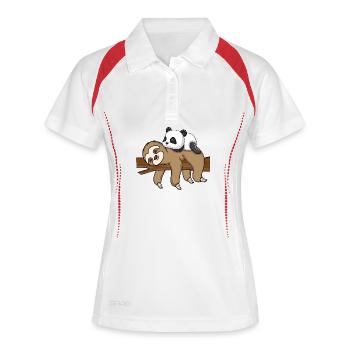 Sloth And Panda Süßes Tier Design - Frauen Polo atmungsaktiv - Weiß/Navy - Vorne
