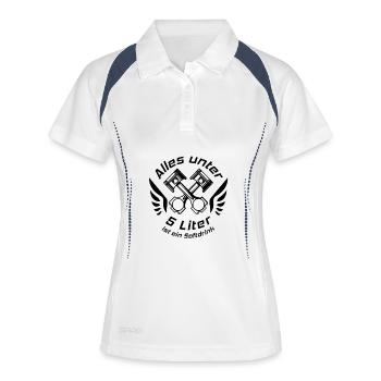V8 Motor Engine US Car Muscle Car Hubraum 5 Liter - Frauen Polo atmungsaktiv - Weiß/Navy - Vorne