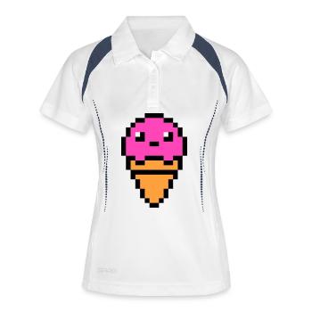 Eis - Frauen Polo atmungsaktiv - Weiß/Navy - Vorne