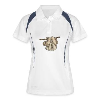 Faultier Mutter Baby Faultier Liebe Shirt - Frauen Polo atmungsaktiv - Weiß/Navy - Vorne