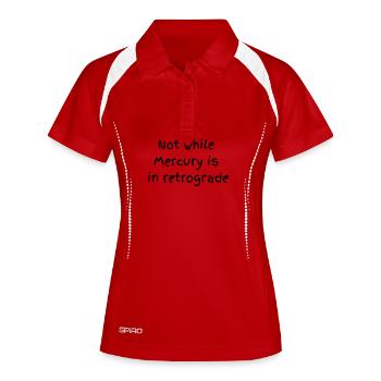Rückläufiger Merkur - Frauen Polo atmungsaktiv - Weiß/Navy - Vorne