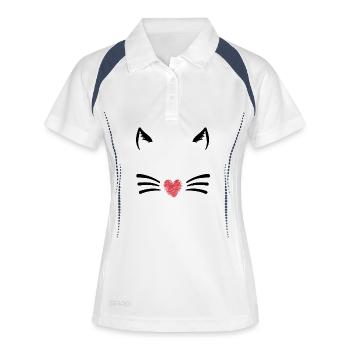 Rouge cœur pinceau sur fond noir - Polo respirant Femme - blanc/marine - Devant