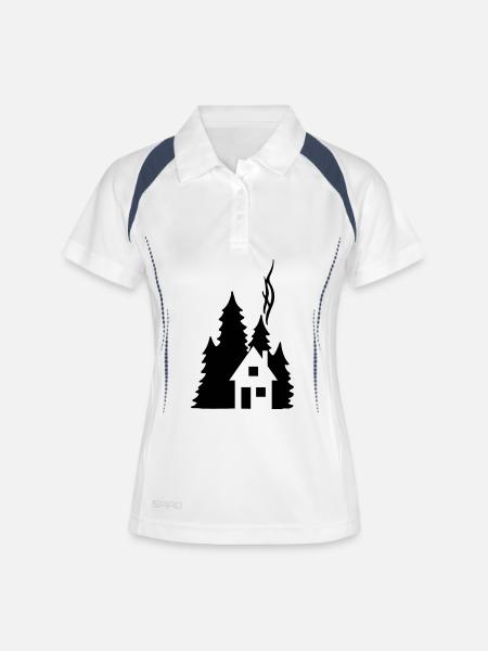 Waldhaus Tannen Silhouette - Cozy Nature Design - Women's Polo breathable - white/navy