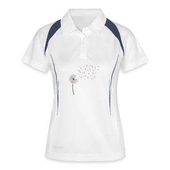 Pusteblume mit Herzen – Liebe & Verliebt - Frauen Polo atmungsaktiv - Weiß/Navy - Vorne