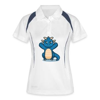 Un bébé dragon mignon veut être tenu dans ses bras - Polo respirant Femme - blanc/marine - Devant