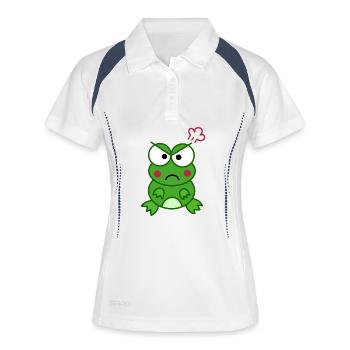 Grenouille en colère – Dessin de grenouille de dessin animé - Polo respirant Femme - blanc/marine - Devant