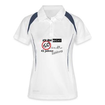 60-Sekunden Timer Design - Frauen Polo atmungsaktiv - Weiß/Navy - Vorne
