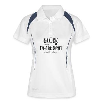 Nachbarin Geschenk Glück Nachbar Danke - Frauen Polo atmungsaktiv - Weiß/Navy - Vorne