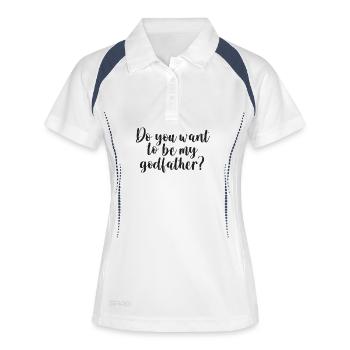 Patenonkel Godfather Frage Geschenk Pate Onkel - Frauen Polo atmungsaktiv - Weiß/Navy - Vorne