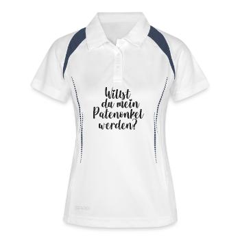 Patenonkel Frage Geschenk Pate Onkel - Frauen Polo atmungsaktiv - Weiß/Navy - Vorne