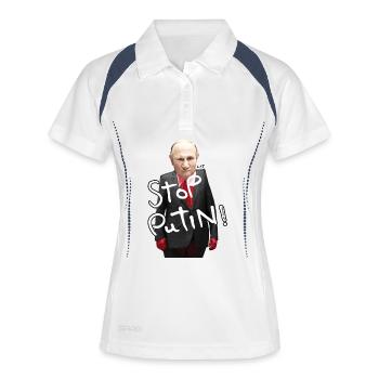 Stop Putin Protest Motiv - Frauen Polo atmungsaktiv - Weiß/Navy - Vorne