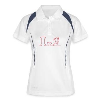 Red Running Heart Umriss - Frauen Polo atmungsaktiv - Weiß/Navy - Vorne